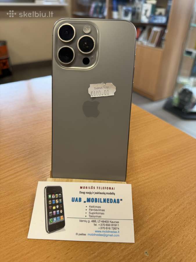 iPhone 15 pro Max 256gb Natural Kaina 580eur - nuotraukos Nr. 2