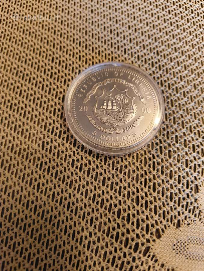 Moneta 5$ Liberija Unc Originalas Kapsulėje - nuotraukos Nr. 2