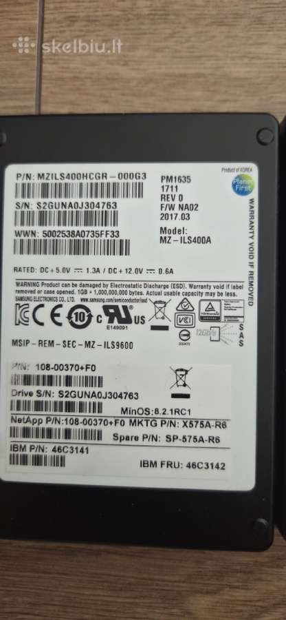 U.2 2tb, Sas SSD 7.68tb, 3.6tb 12gb/s, 800gb,400gb - nuotraukos Nr. 23