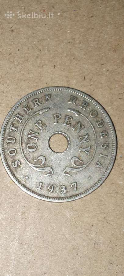 Pietų Rodezija 1 pensas 1937 - nuotraukos Nr. 2