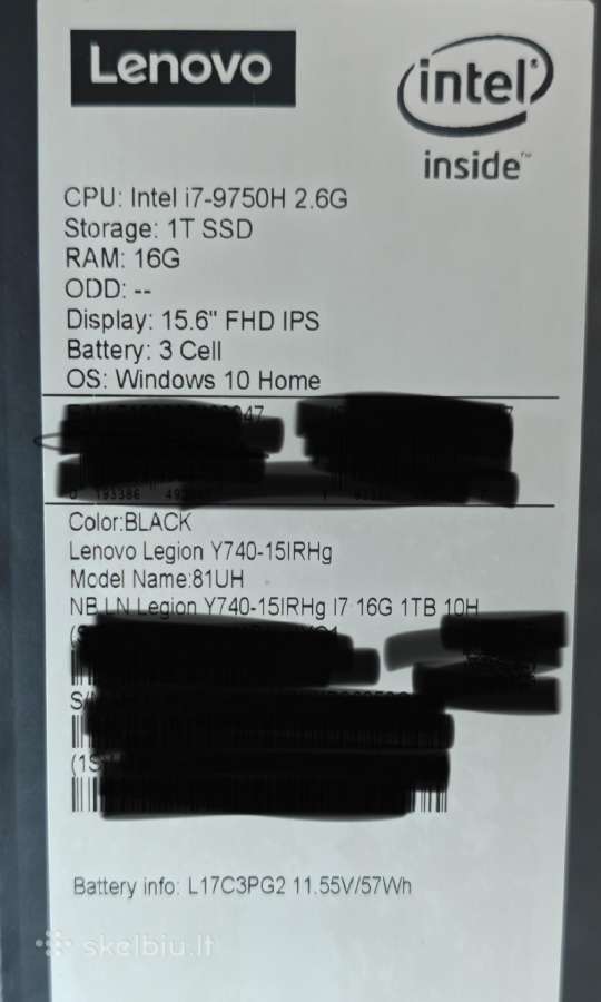 Žaidimų Lenovo Legion Y740 15irhg - nuotraukos Nr. 9