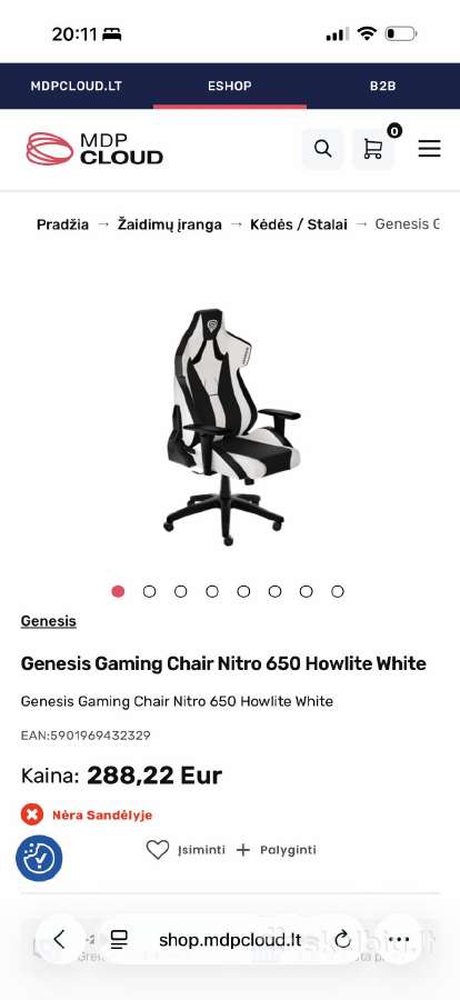 Kedė Genesis Nitro 650 Howlite White - nuotraukos Nr. 5