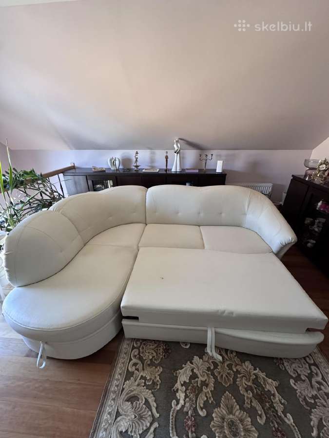 Balta kampinė sofa-lova - nuotraukos Nr. 5
