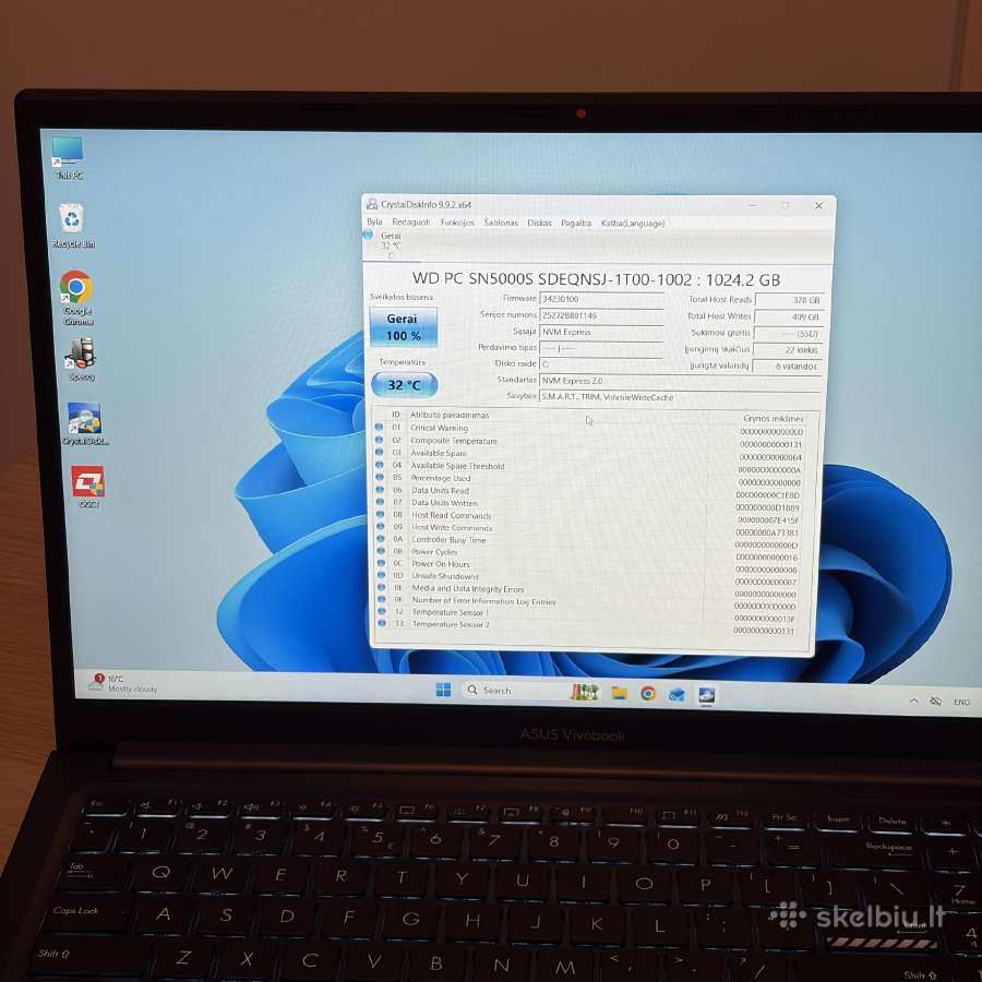 Asus vivobook 15 intel 5 120u 16gb RAM 1tb SSD - nuotraukos Nr. 12