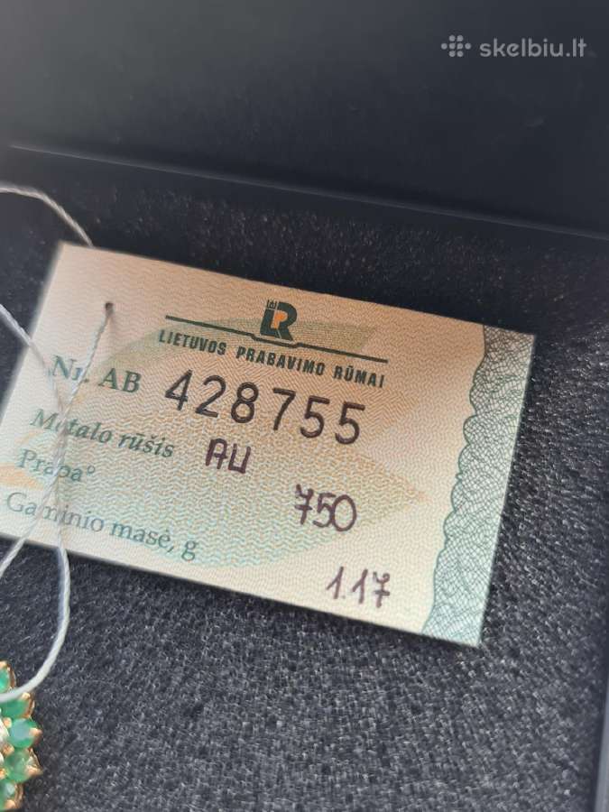 750 Aukso Pakabukas Su Deimantais ir emeraldais - nuotraukos Nr. 11