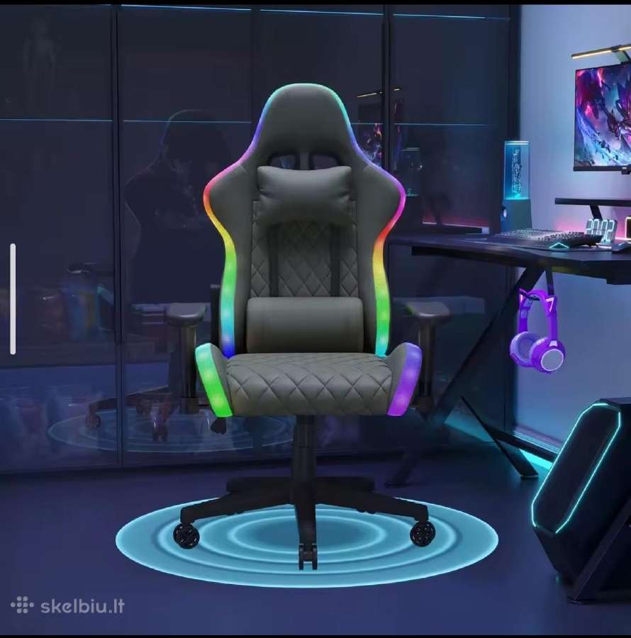 Atlošiama biuro/žaidimų kėdė su Rgb ir masažu. - nuotraukos Nr. 2