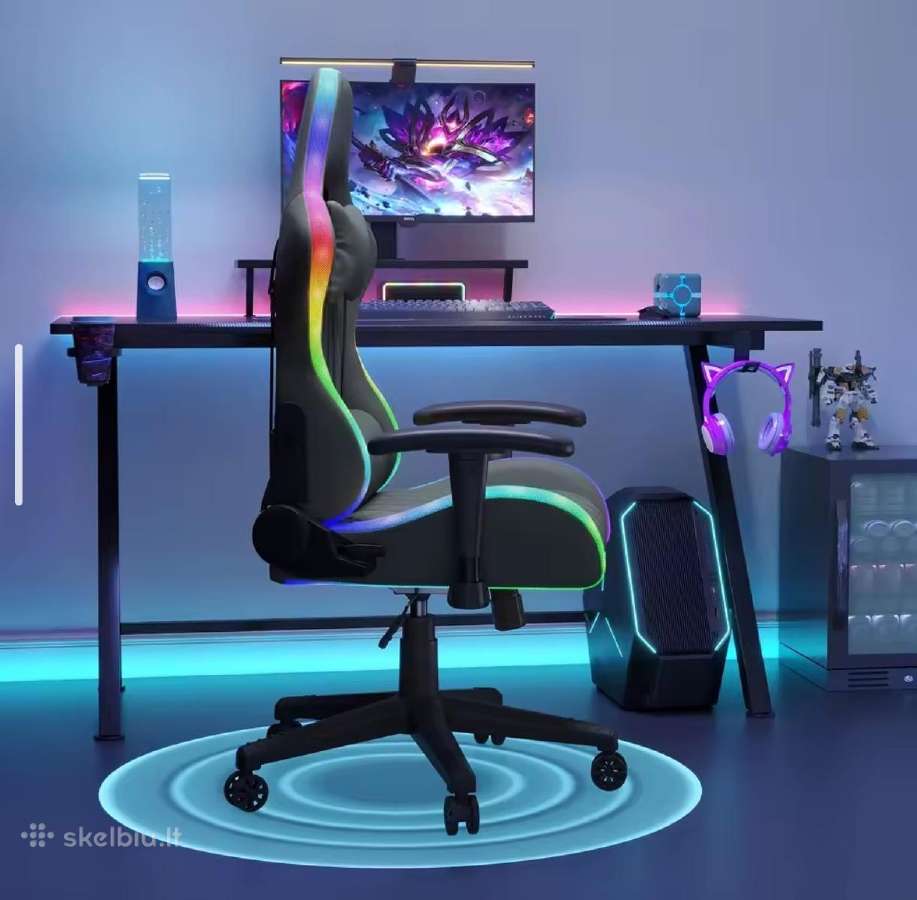 Atlošiama biuro/žaidimų kėdė su Rgb ir masažu. - nuotraukos Nr. 4