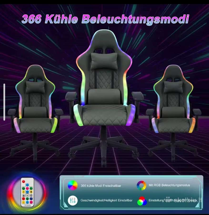 Atlošiama biuro/žaidimų kėdė su Rgb ir masažu. - nuotraukos Nr. 8
