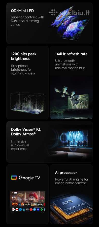 Xiaomi 55" 140cm mini LED 144hz - nuotraukos Nr. 3