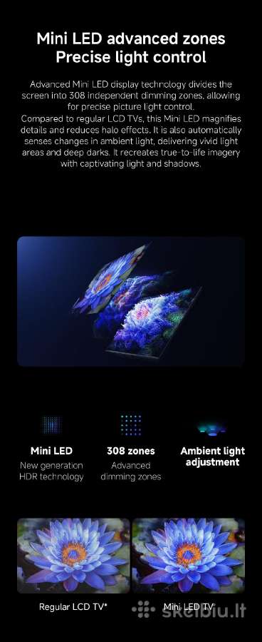 Xiaomi 55" 140cm mini LED 144hz - nuotraukos Nr. 4