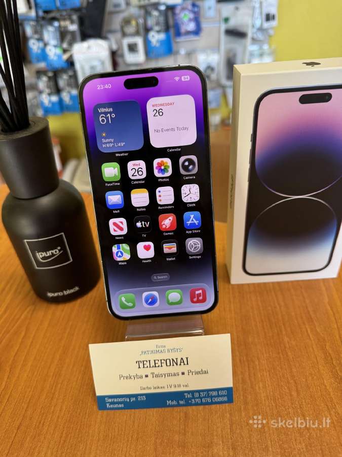 iPhone 14promax 256gb Purple Su Garantija - nuotraukos Nr. 2