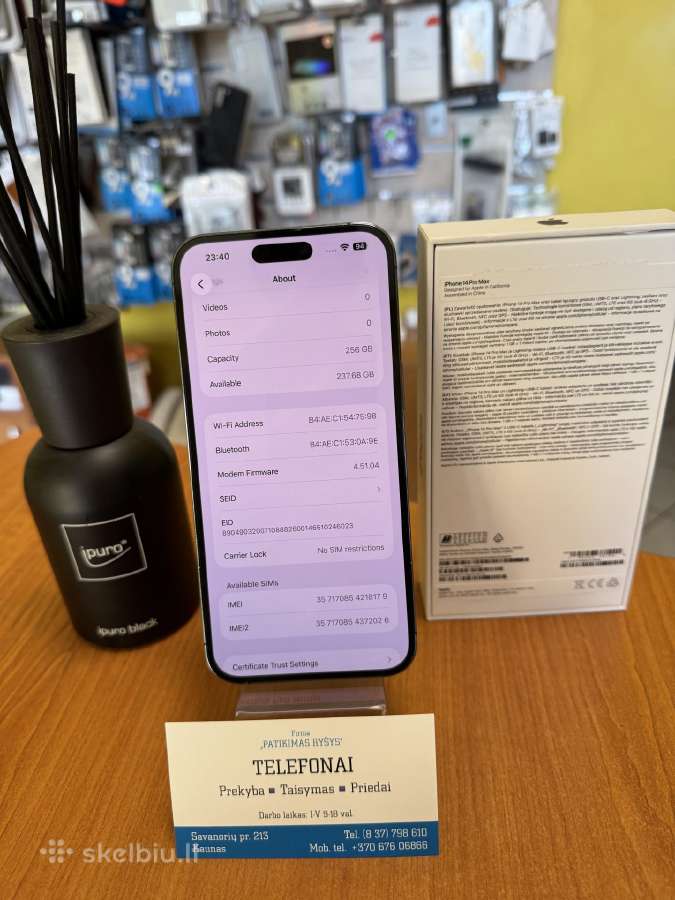 iPhone 14promax 256gb Purple Su Garantija - nuotraukos Nr. 3