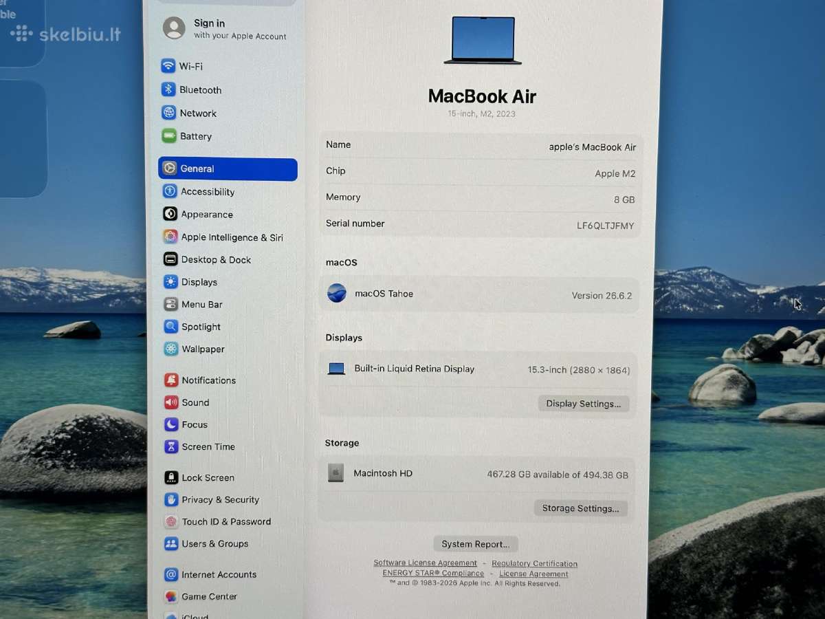 MacBook Air 15 M2 / 8gb / 512gb - nuotraukos Nr. 4