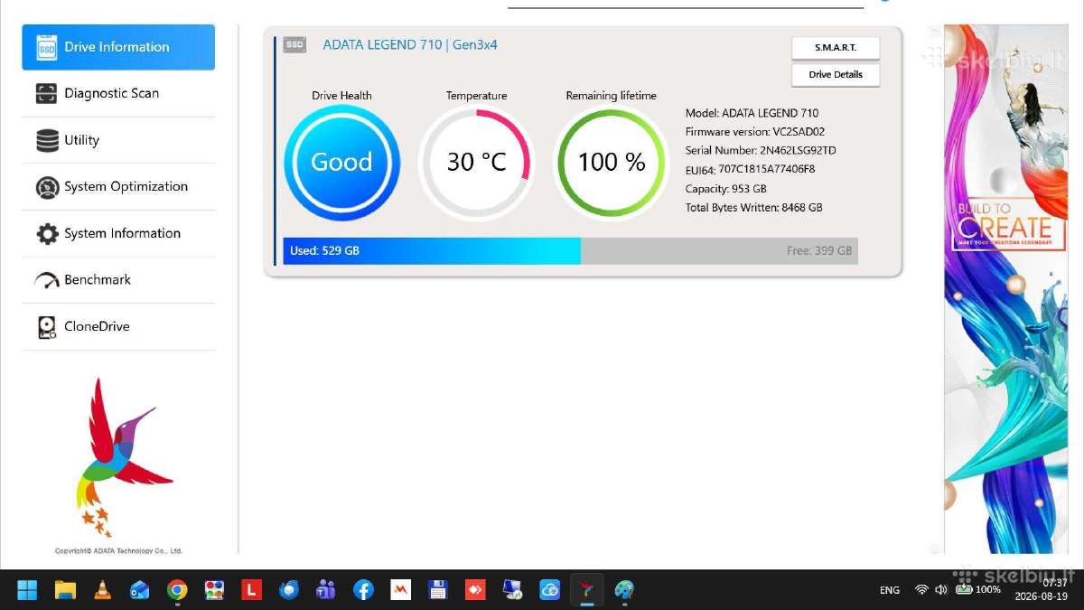 Keiciu SSD Adata Legend 710 1tb i 5G(4G+) routeri - nuotraukos Nr. 2