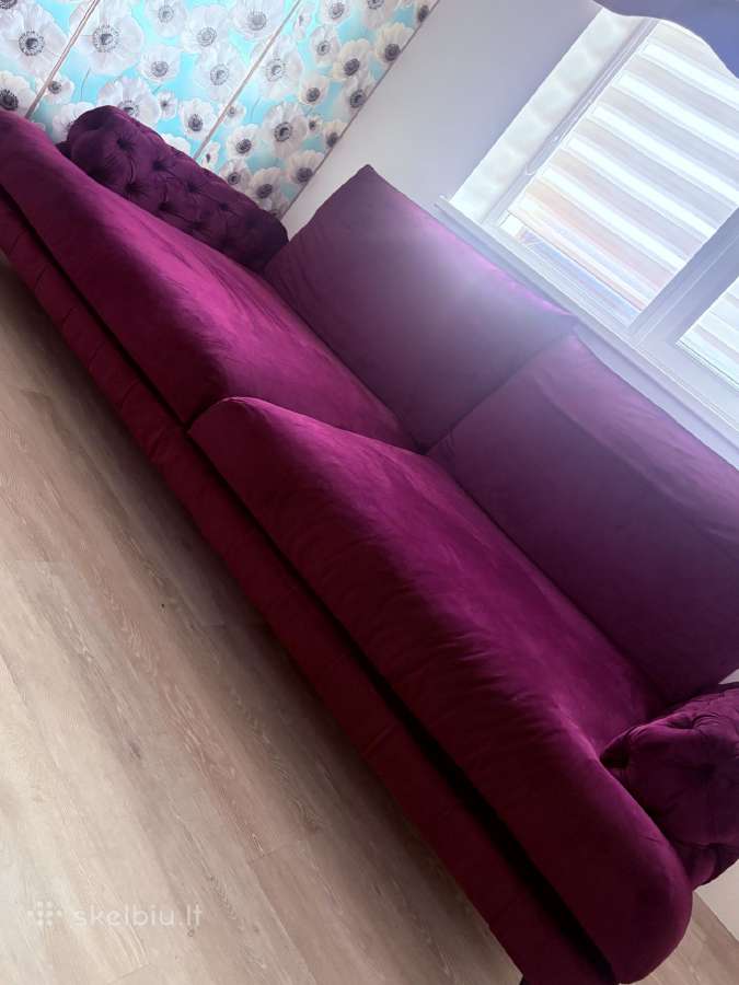 Prabangi bordo klasikinė sofa 240 cm - nuotraukos Nr. 3