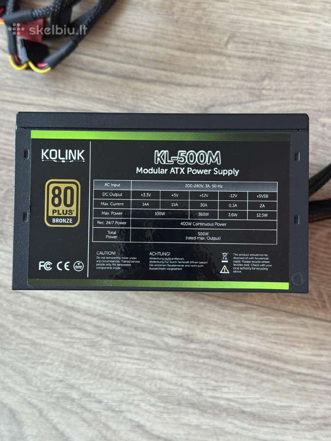 Kolink Kl-500m 500w Psu - nuotraukos Nr. 2