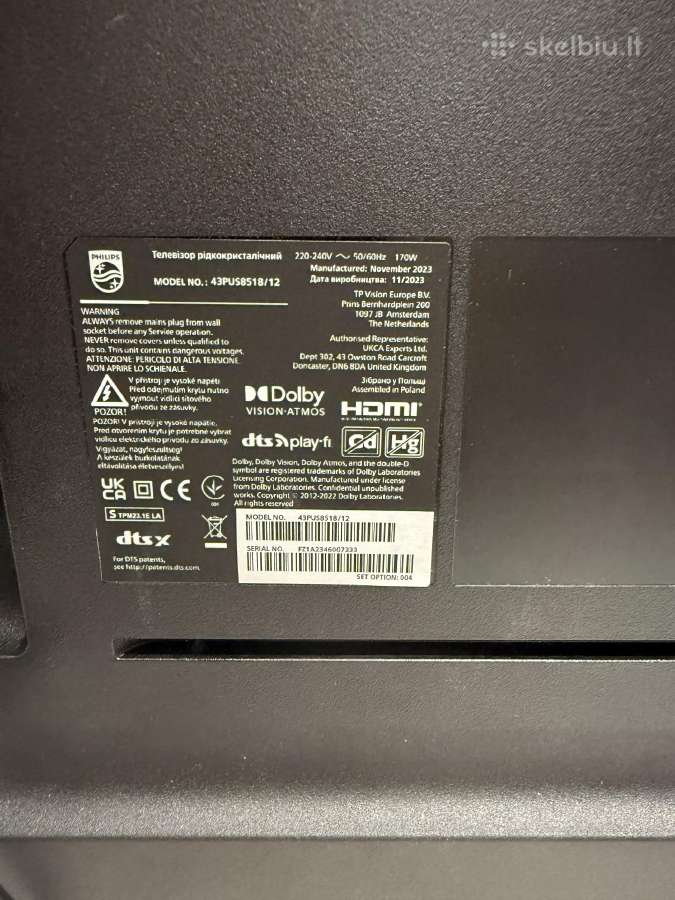 Philips 43 4k Ultra HD Smart TV (Ambilight, Dolby - nuotraukos Nr. 3
