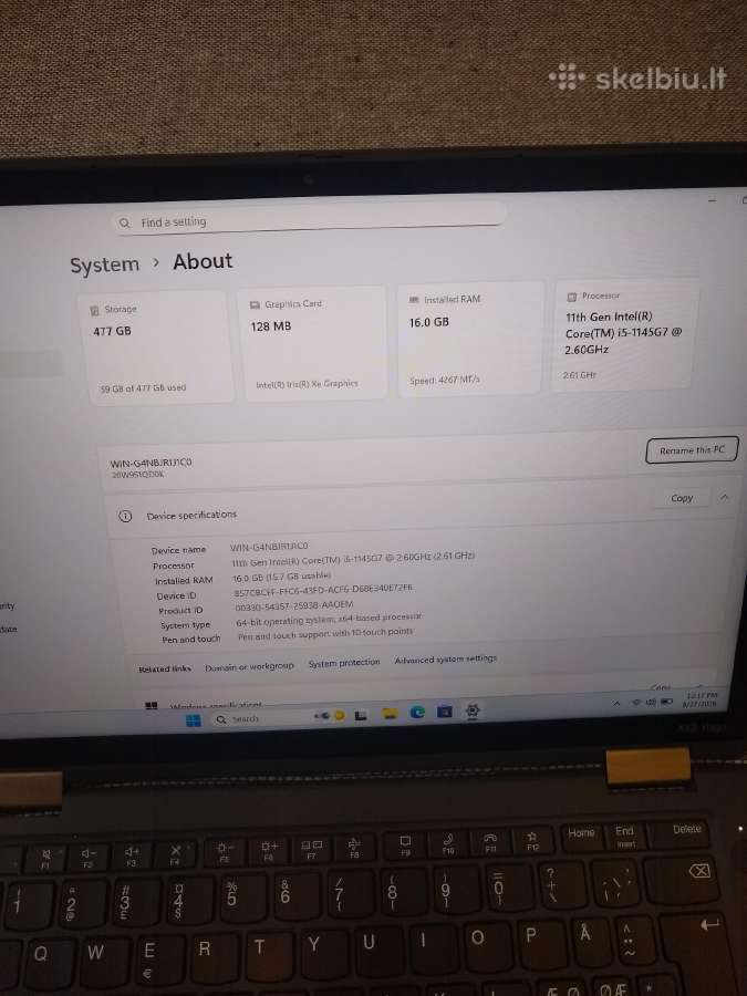 X13 carbon i5-1145/16/500/touch - nuotraukos Nr. 5