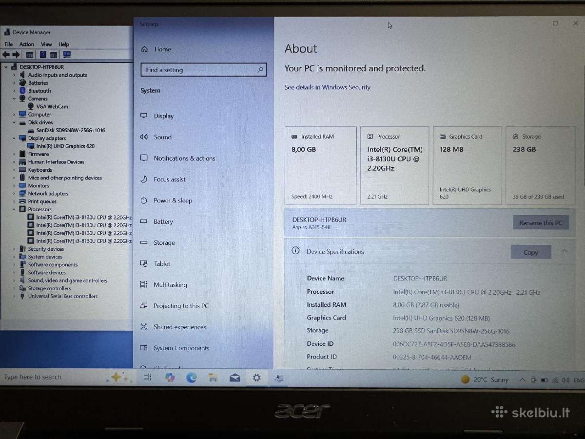 Acer Aspire 3 A315-54k - nuotraukos Nr. 4