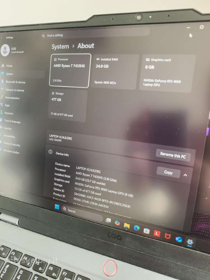 Lenovo Loq15.6, Rtx 4060, Ryzen 7 - nuotraukos Nr. 2