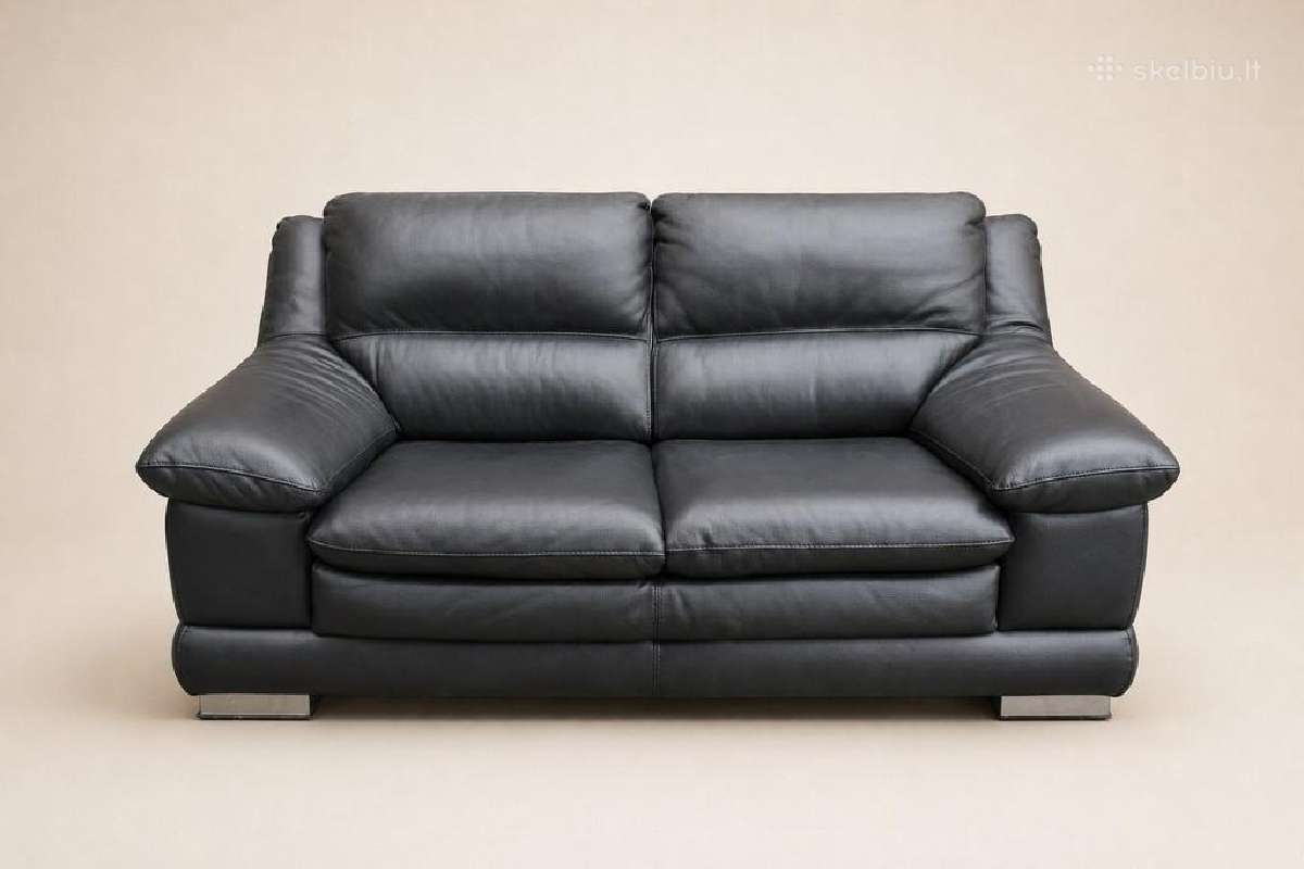 Natūralios odos sofa (ąžuolinis rėmas) - nuotraukos Nr. 5