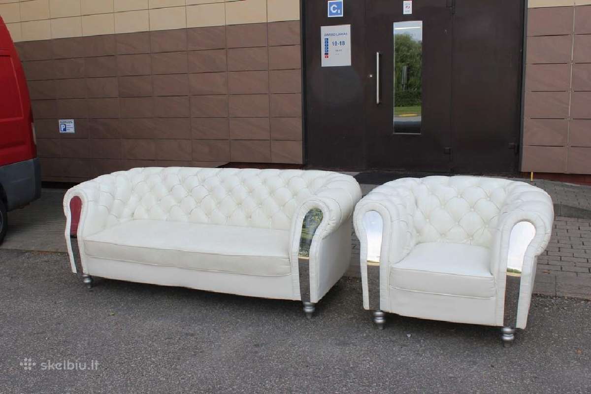 Chesterfield natūralios odos komplektas 3+3 - nuotraukos Nr. 13