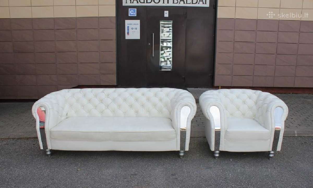 Chesterfield natūralios odos komplektas 3+2 - nuotraukos Nr. 7