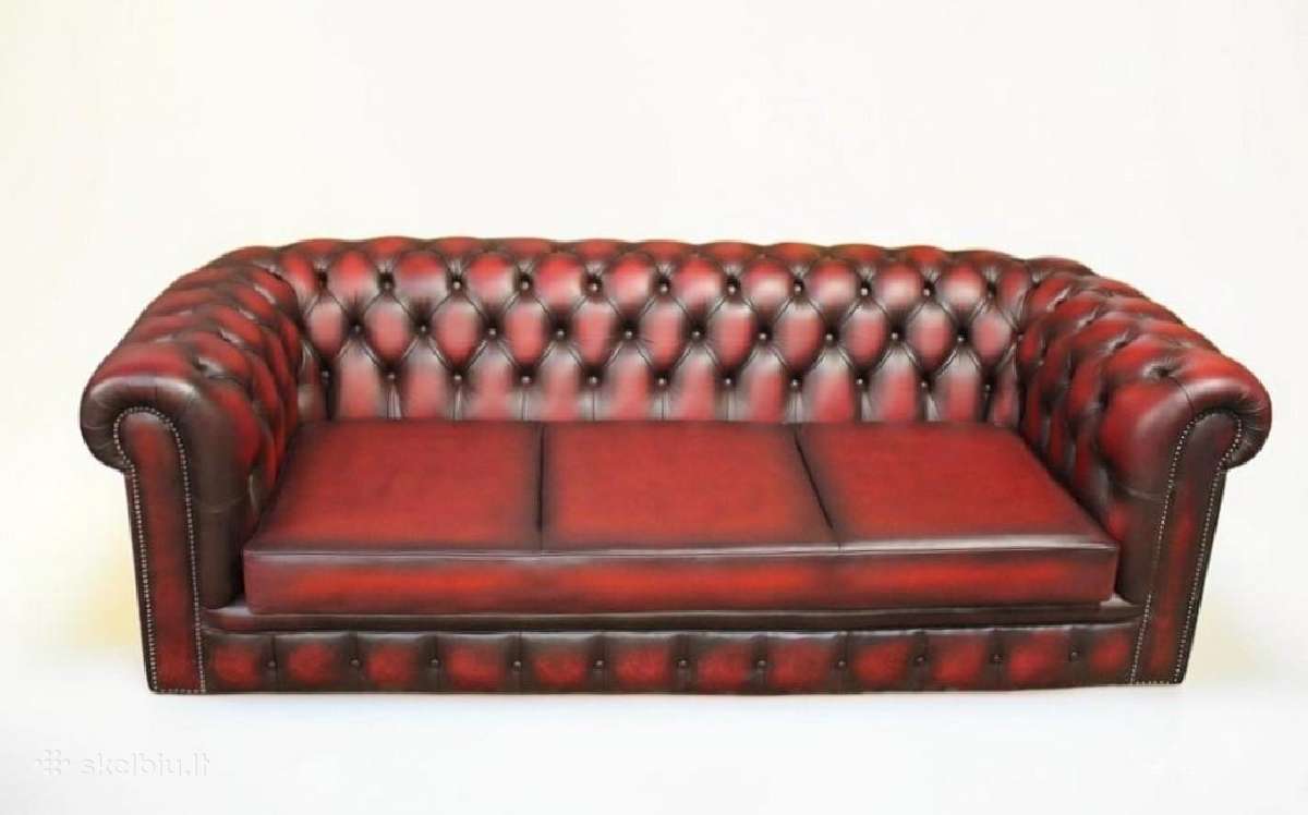 Chesterfield natūralios odos komplektas 3+2 - nuotraukos Nr. 20