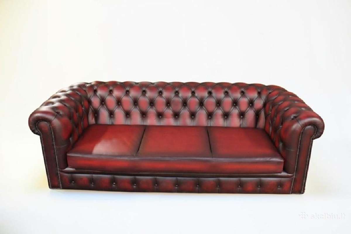 Chesterfield natūralios odos komplektas 3+2 - nuotraukos Nr. 21