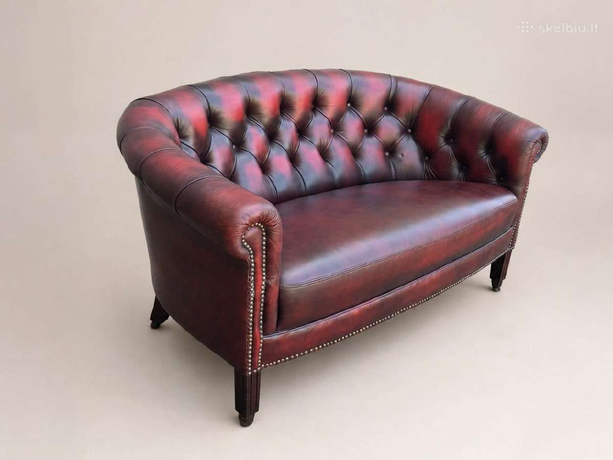 Chesterfield natūralios odos komplektas 3+2 - nuotraukos Nr. 33