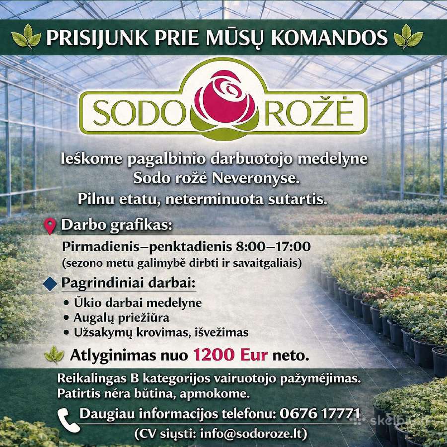 Pagalbinis ūkio darbuotojas šiltnamiuose/medelyne - nuotraukos Nr. 2