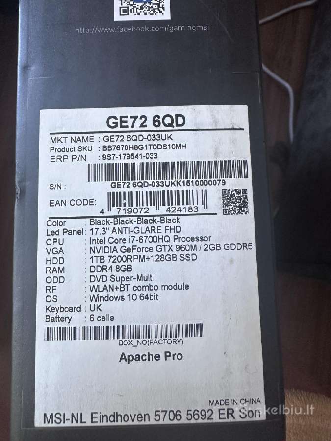 Msi Ge72 6qd - nuotraukos Nr. 8