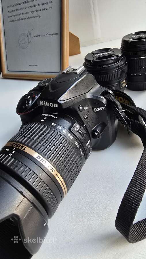Nikon D3400 Dslr + 3 Lenses + 16 GB Memory Card - nuotraukos Nr. 9