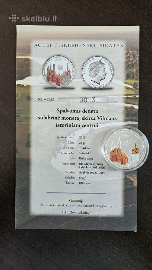 Sidabrinė Vilniaus Unesco moneta - nuotraukos Nr. 2