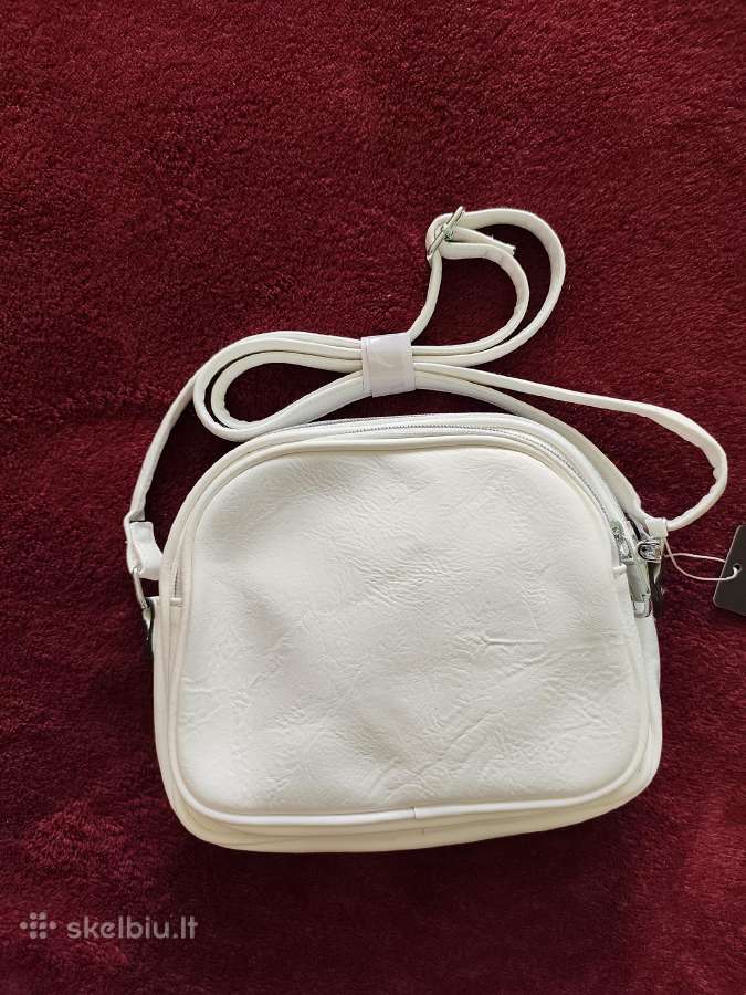 Balta trijų skyrių crossbody rankinė per petį - nuotraukos Nr. 2