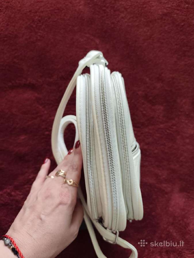 Balta trijų skyrių crossbody rankinė per petį - nuotraukos Nr. 3
