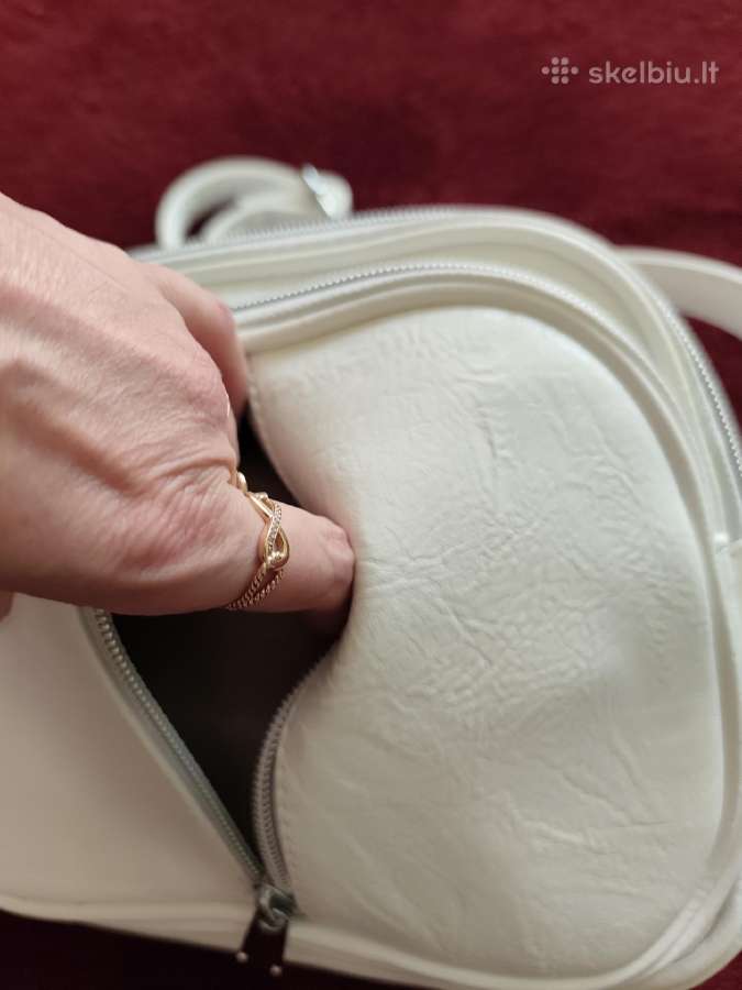 Balta trijų skyrių crossbody rankinė per petį - nuotraukos Nr. 4