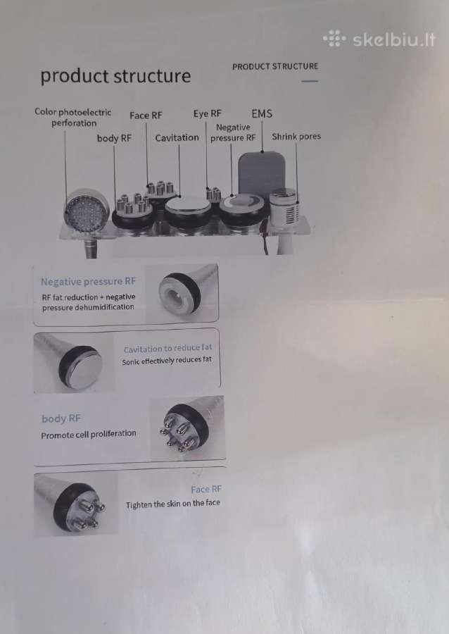 Daugiafunkcinis 9in1 kavitacijos ir Rf aparatas - nuotraukos Nr. 4