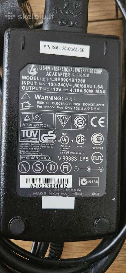 Adapteris Ac Lse9901b1250 12v 4.16a 50w - nuotraukos Nr. 2