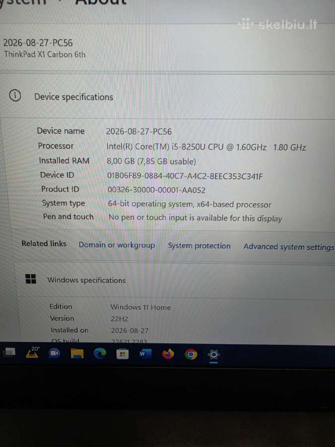 Lenovo X1 Carbon i5- 8250u. - nuotraukos Nr. 5