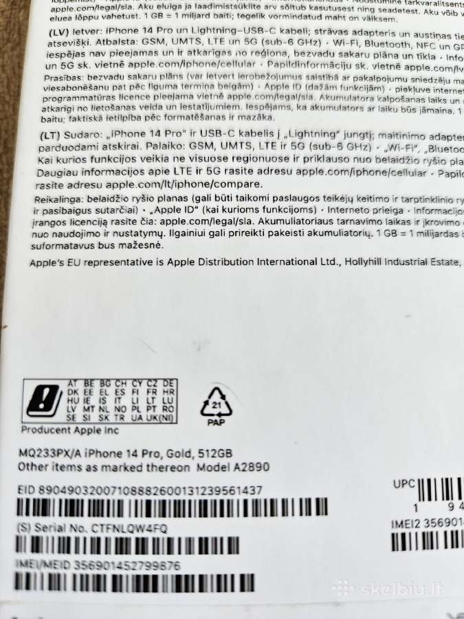 iPhone 14pro 512gb Gold - nuotraukos Nr. 5
