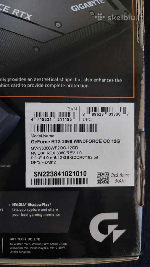 Parduodu Rtx 3060 12gb vaizdo plokštę - nuotraukos Nr. 3