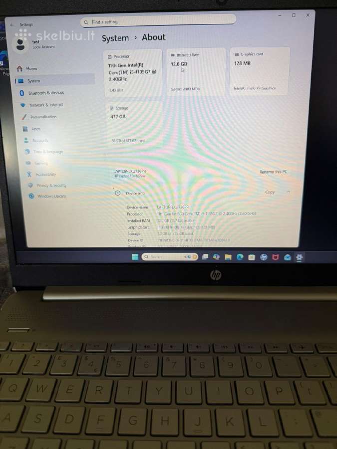 Hp 15s / i5-1135g7 / 12gb RAM / 512gb SSD - nuotraukos Nr. 13