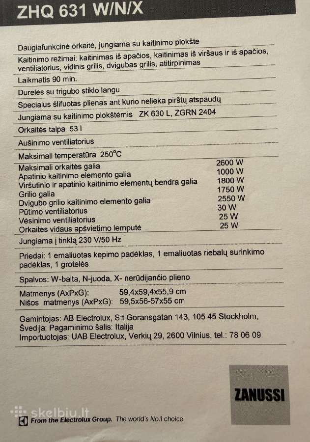 Elektrinė orkaitė Zanussi - nuotraukos Nr. 2