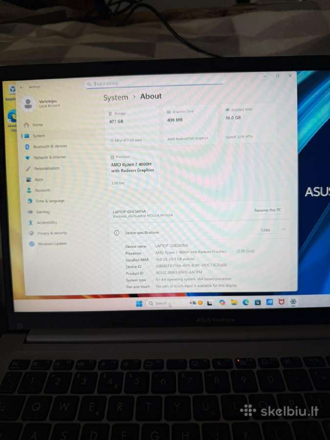 Asus Vivobook 15 M1502ia Ryzen 7 / 16gb / 512gb - nuotraukos Nr. 8