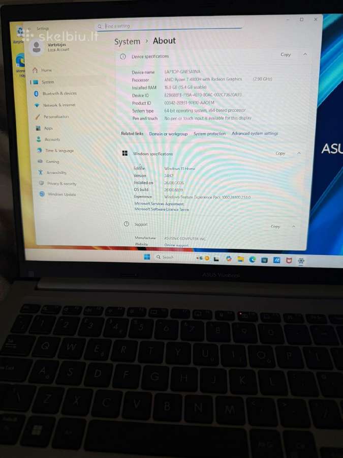 Asus Vivobook 15 M1502ia Ryzen 7 / 16gb / 512gb - nuotraukos Nr. 9