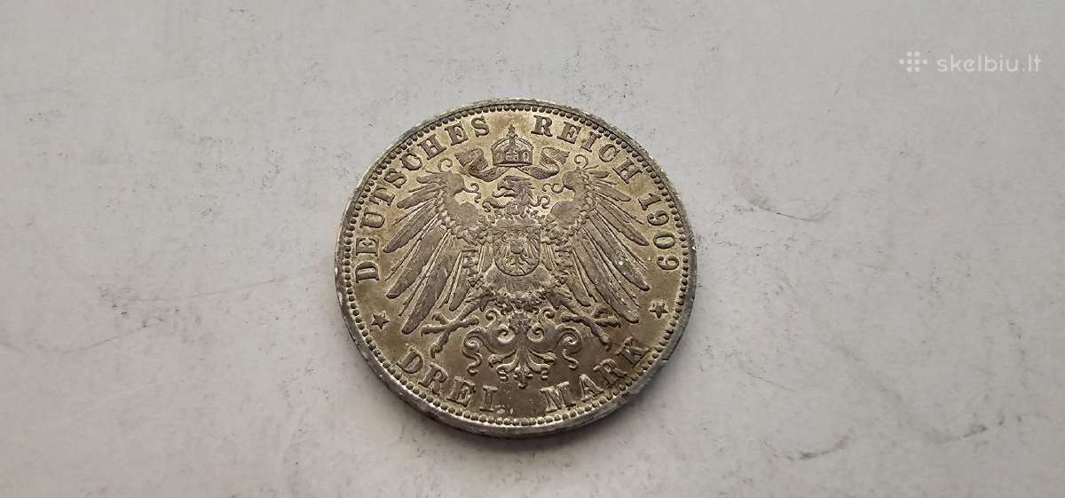 1909 3 markes Baden ,aunc - nuotraukos Nr. 3