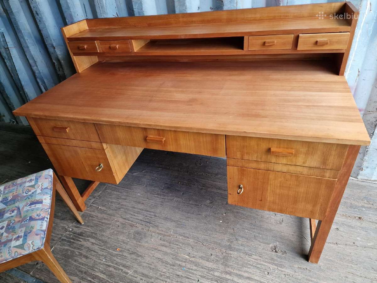 Vintažinis mid century rašomojo stalas - nuotraukos Nr. 3