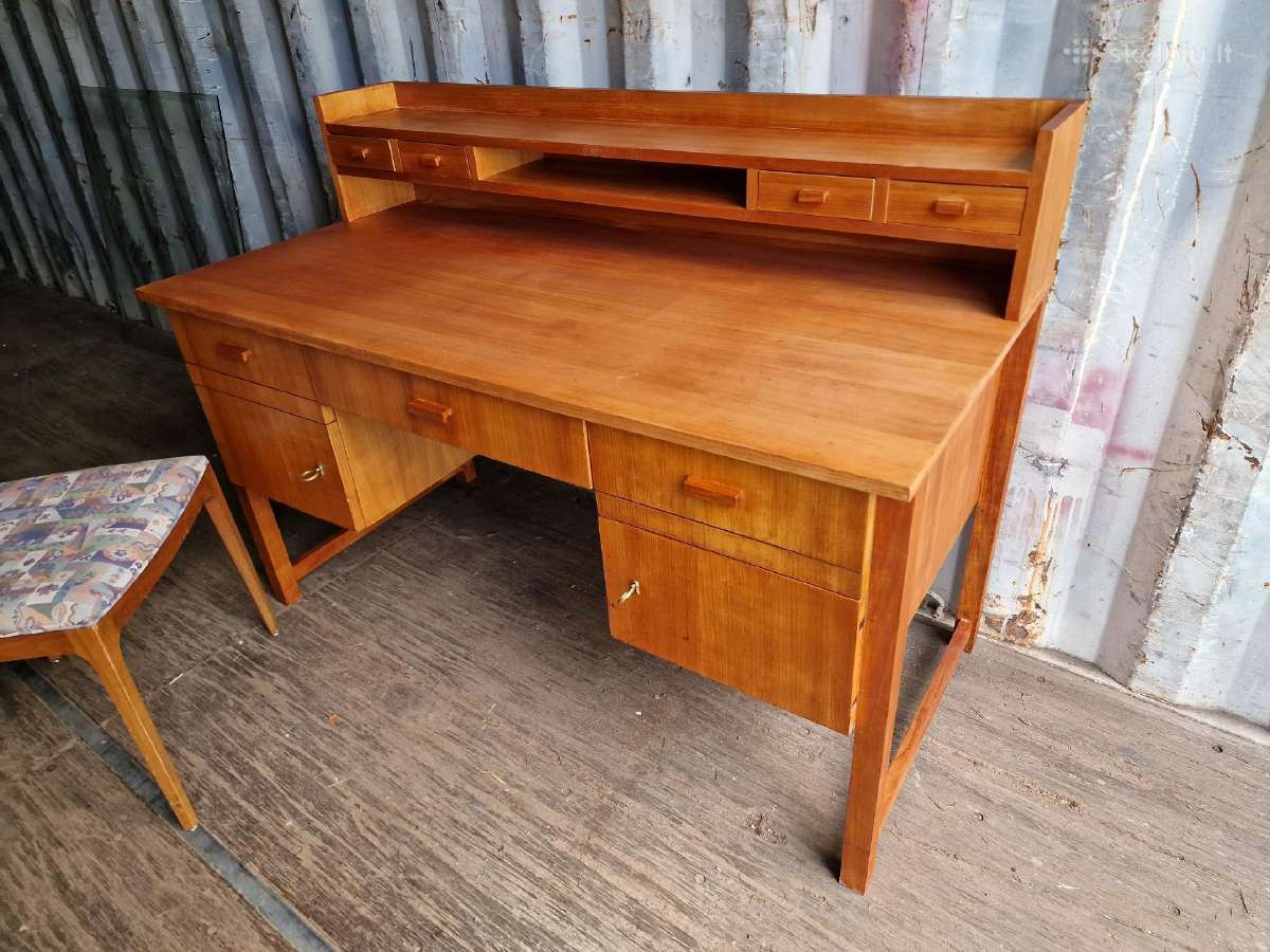 Vintažinis mid century rašomojo stalas - nuotraukos Nr. 14