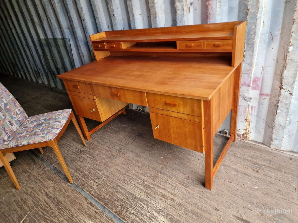 Vintažinis mid century rašomojo stalas - nuotraukos Nr. 20
